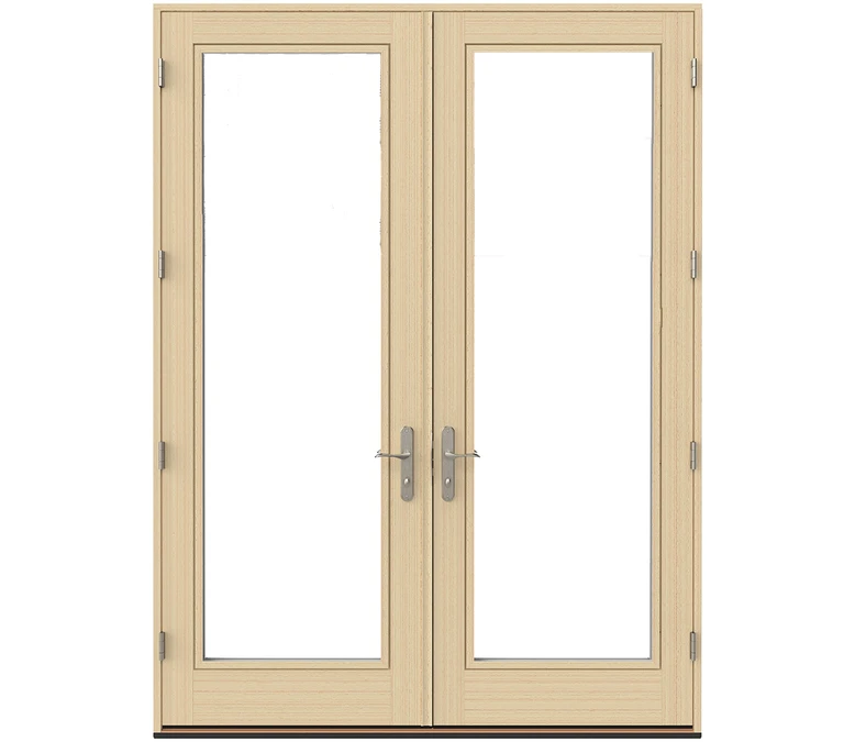 Destin Pella Lifestyle Series Wood Double Hinged Patio Doors